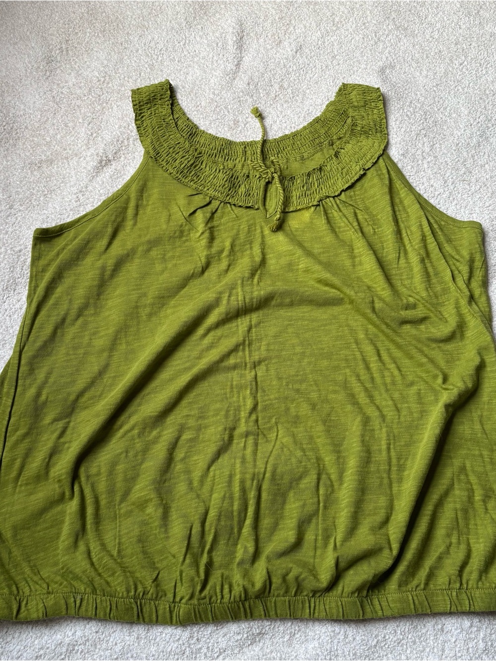 Lane Bryant Green Smocked Neck Cotton Slub Tank Top Size 18/20